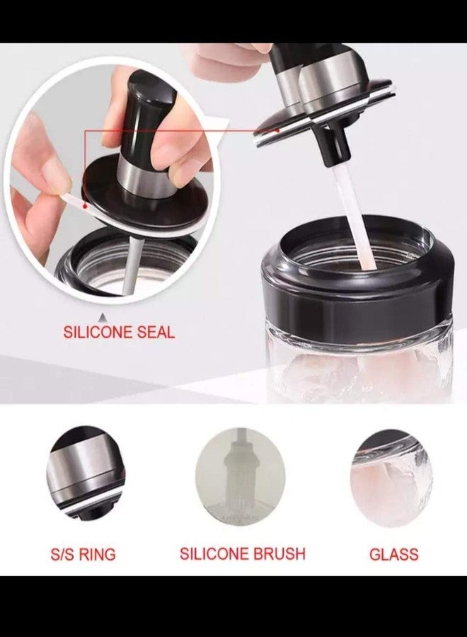 SOPTOOL Kitchen High Borosilicate Glass Spice Jars Seasonning Box Jar Condiment Jar, Combination Spoon and Lid Design, Empty Jars 250ml, Premium Commercial Grade (2, Brush Spoon) - Image 5